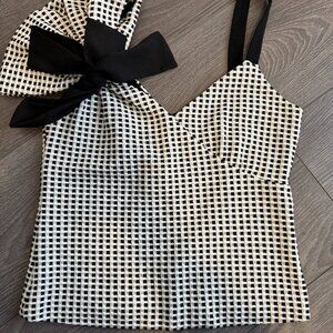 Gingham Crop Top with Bow Detail